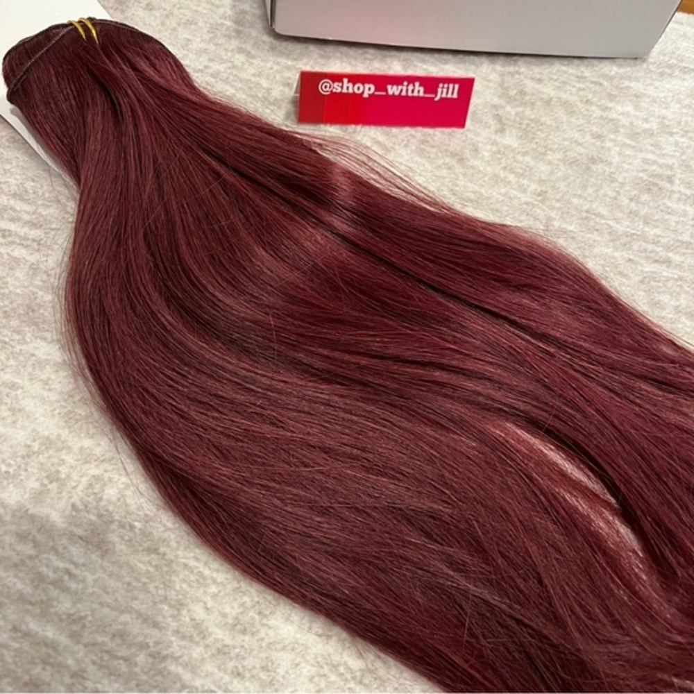 18” Burgundy #99J Lace Clip In 100% Human Hair Extensions Item#CA - Picture 4 of 17